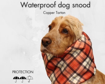 Waterproof Dog Snood | Copper Tartan Cavalier Snood | Basset Hound Snood | Cocker Spaniel Snood | Dog Ear Cover | Dog Ear Protector