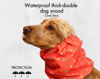 Waterproof Dog Snood "Coral Stars" | Thick Cavalier Snood | Cocker Spaniel Snood | Springer Ear Cover | Poodle Ear Protector