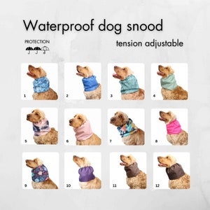 Waterproof dog snood | tension adjustable spaniel snood | basset snood | cavalier snood | poodle snood | dog ear protector | dog ear cover