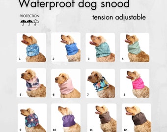 Waterproof dog snood | tension adjustable spaniel snood | basset snood | cavalier snood | poodle snood | dog ear protector | dog ear cover