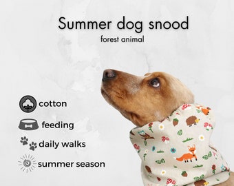 Cotton Dog Snood "Forest Animals" | Cocker Spaniel Summer Snood | Basset Hound Ear Protector| Cavalier Snood | Poodle Snood
