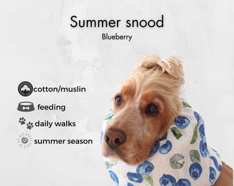 Cotton White Dog Snood "Blueberry"  | Muslin Cocker Spaniel Snood | Basset Hound Snood | Cavalier Snood | Long-Eared Dog Snood