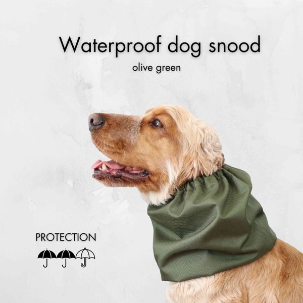 Snood imperméable vert olive pour chien | Écharpe Oreille De Chien | Protecteur d'oreille pour chien | Colliers pour animaux de compagnie | Snood de luxe