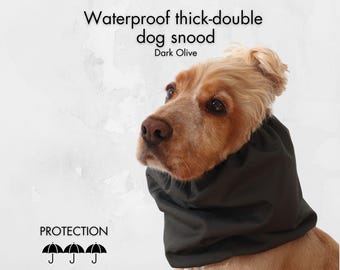Dark Olive Green Thick Waterproof Dog Snood | Coffee Brown Snood for Dogs | Cocker Spaniel Snood | Long Eared Ear Protector | Distinguish me