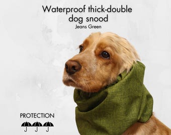 Waterproof Dog Snood "Jeans Green" | Thick Cavalier Snood | Cocker Spaniel Snood | Springer Ear Cover | Poodle Ear Protector
