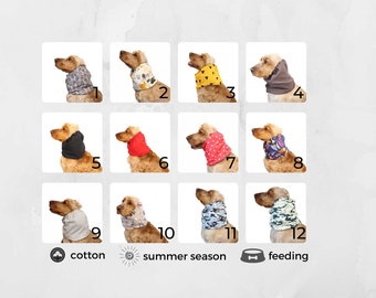 Breathable cotton snood for dog, natural summer cocker spaniel ear protector, cavalier, basset hound, setter ear cover