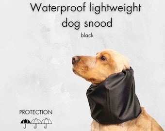 Waterproof Lightweight Black Dog Snood  | Cocker Snood | Cavalier Ear Cover | Basset Ear Protector | Afghan Hound Snood |