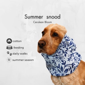 Light Blue Cotton Dog Snood | Cocker Spaniel Summer Snood | Cavalier Ear Protector | Afghan Hound Snood Ear Cover