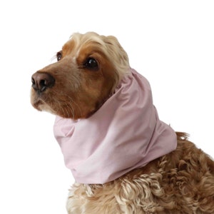 Cream Pink Cotton Dog Snood  | Lightweight Cocker Spaniel Ear Protector | Basset Hound Ear Cover | Long | Eared Dog Snood