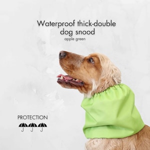 Waterproof thick apple green dog snood | Basset hound snood | Minimalistic dog ear protector | Cocker spaniel snood | Long eared dog snood