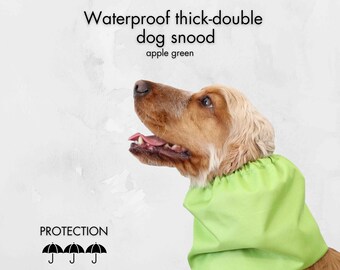 Waterproof thick apple green dog snood | Basset hound snood | Minimalistic dog ear protector | Cocker spaniel snood | Long eared dog snood