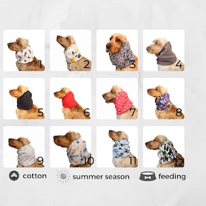 Breathable cotton snood for dog, natural summer cocker spaniel ear protector, cavalier, basset hound, setter ear cover