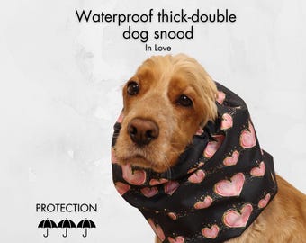 Waterproof Dog Snood "In Love" | Thick Cavalier Snood | Cocker Spaniel Snood | Springer Ear Cover | Poodle Ear Protector
