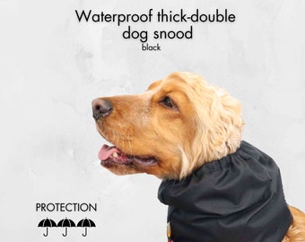 Black Waterproof Thick Dog Snood  | Cocker Snood | Cavalier Ear Cover | Basset Ear Protector