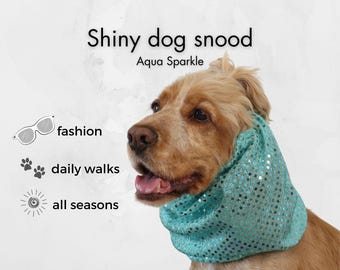 Show Dog Snood | Aqua Sparkle Ear Cover for Long-Eared Dogs | Cavalier, Poodle | Fashion Style