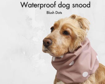 Blush Dots Waterproof Dog Snood, Pink Polka Dot Ear Cover for Cavaliers and Long-Eared Dogs
