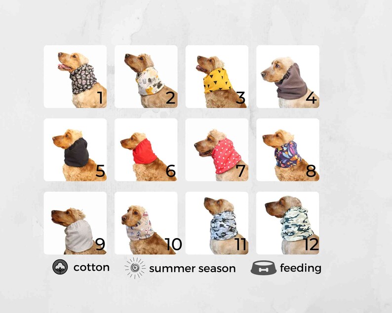 Breathable cotton snood for dog, natural summer cocker spaniel ear protector, cavalier, basset hound, setter ear cover image 1