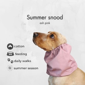 Cotton Dog Snood | Ash Pink Cocker Spaniel snood | Saluki Ear Cover | Cavalier Snood | Basset Ear Protector | Long-Eared Dog Snood