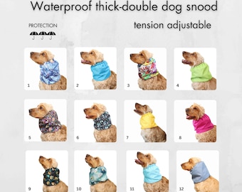 Waterproof thick-double dog snood | Tension adjustable cocker spaniel snood | Cavalier Snood | Basset Hound Ear Protector | Poodle Snood