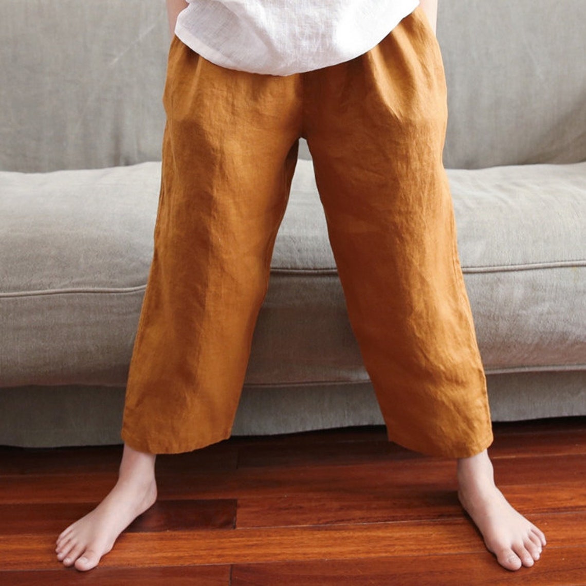 Unisex children linen pantsGirls linen cropped pantsLinen Etsy