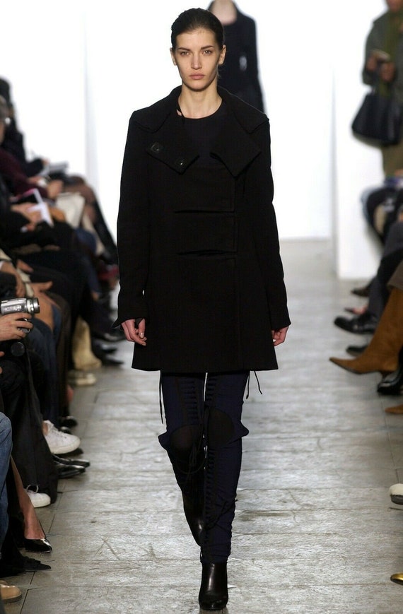 Helmut Lang 2003 Rare Original Archival Vintage Black Cutout Coat