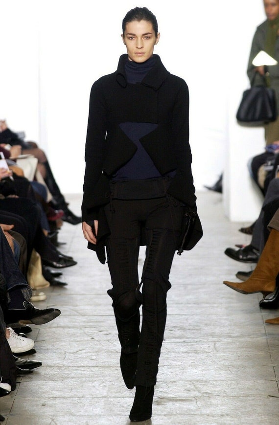 Helmut Lang 2003 Rare Original Archival Vintage Black Cutout Coat 