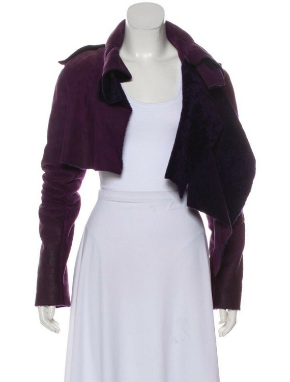 ジャケット・アウター HELMUT LANG 2004 purple Helmut Lang Rare 2004 Vintage Purple Shearling Crop
