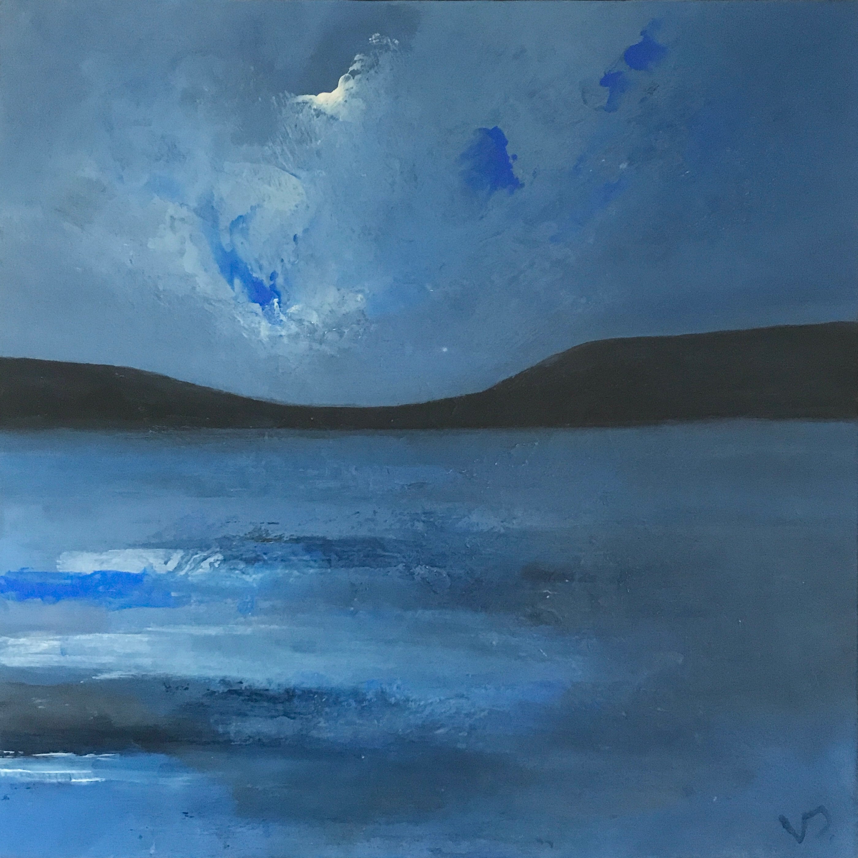 Abstract Landscape Canvas Art Original Painting Blue Etsy