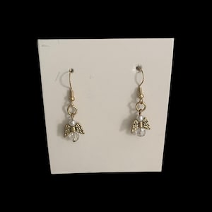 Pendientes colgantes de ángel dorado hechos a mano: fondo transparente imagen 1