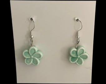 Pendientes colgantes de flores verdes hechos a mano