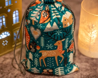 Magical Forest Drawstring Christmas Bag - Magnificent Minky