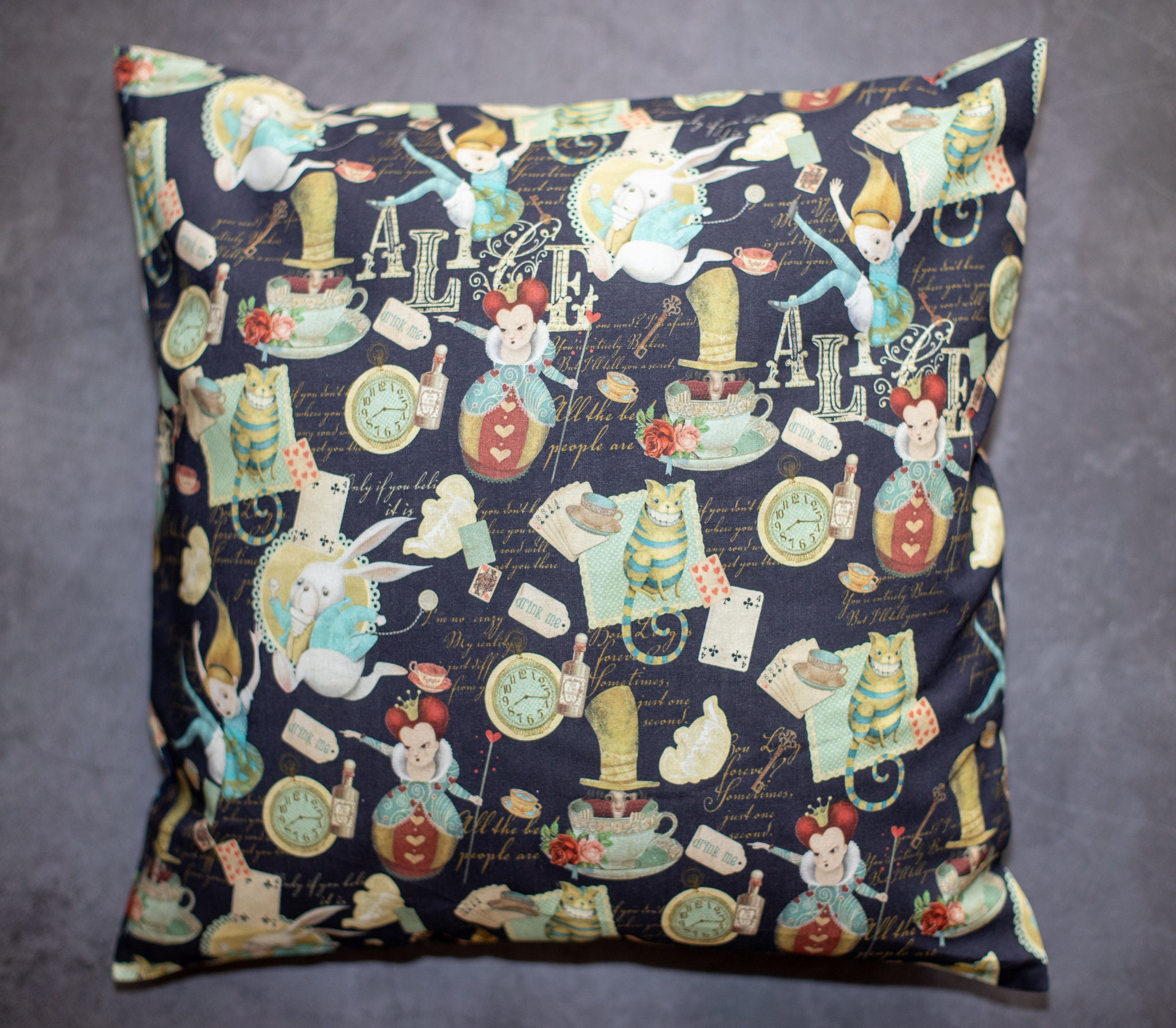 Alice in Wonderland Throw Pillow/Cushion hecho a mano en Etsy