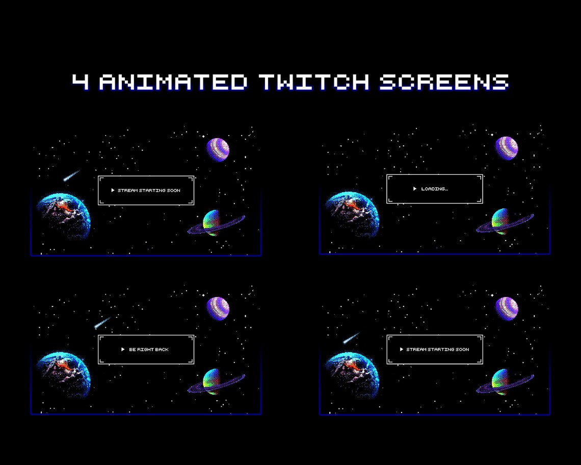 4 Animated Loading Screens, Pixel Art Space Galaxy Theme, Twitch ...