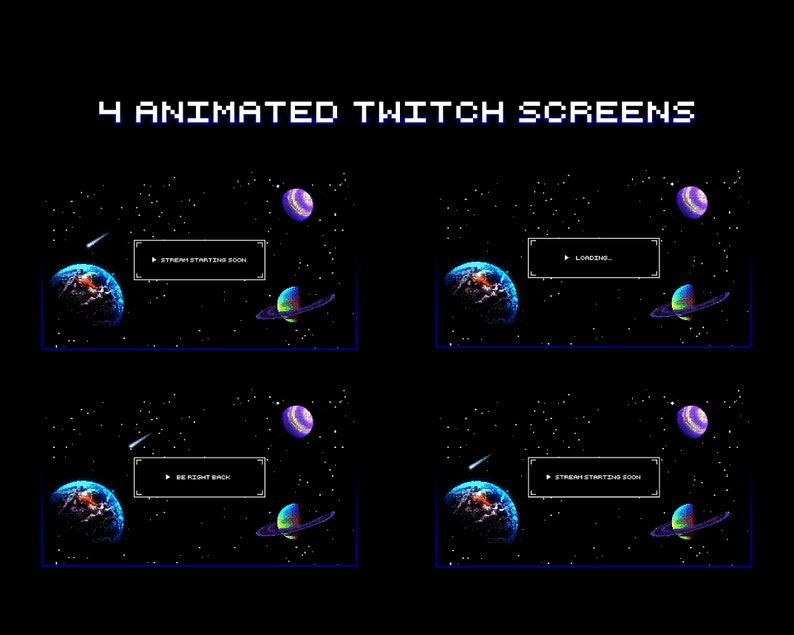 4 Animated Loading Screens, Pixel Art Space Galaxy Theme, Twitch ...