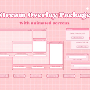 Twitch Stream Overlay Package - strawberry pink theme