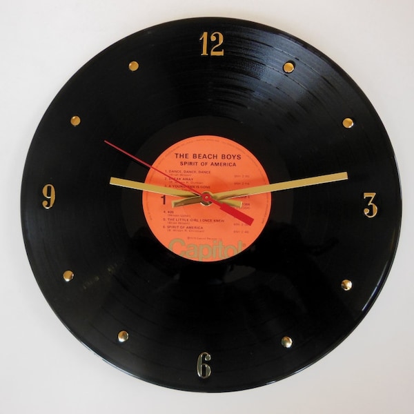 The Beach Boys 12" Record Wall Clock (Spirit Of America) handmade using the authentic Beach Boys vinyl album.