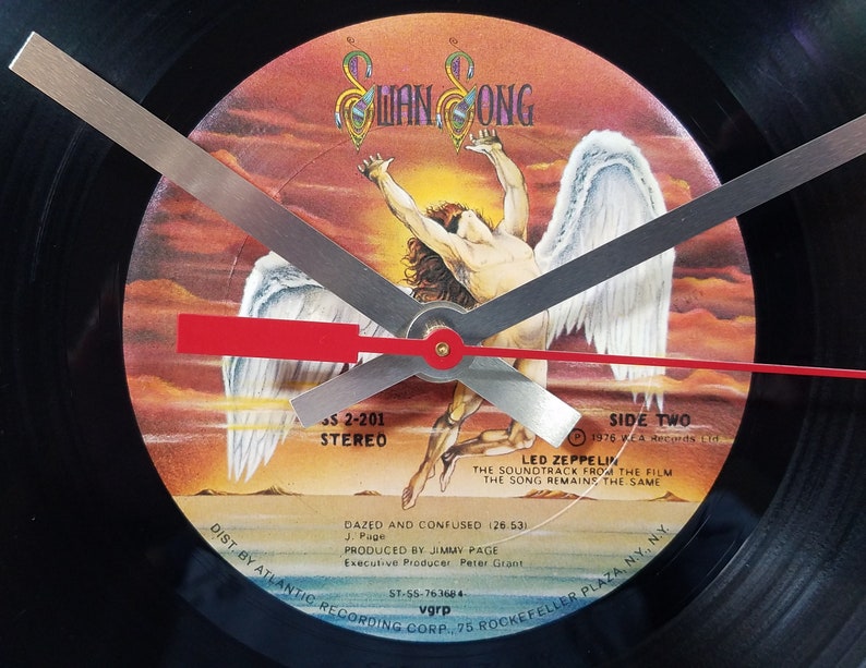 Led Zeppelin Record Clock The Song Remains The Same. 12 wall clock handmade using the authentic Led Zeppelin vinyl record. image 2