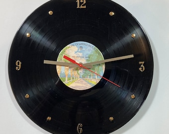 Grateful Dead Record Clock (Skull & Roses album) - 12” wall clock created using the actual Grateful Dead vinyl record.