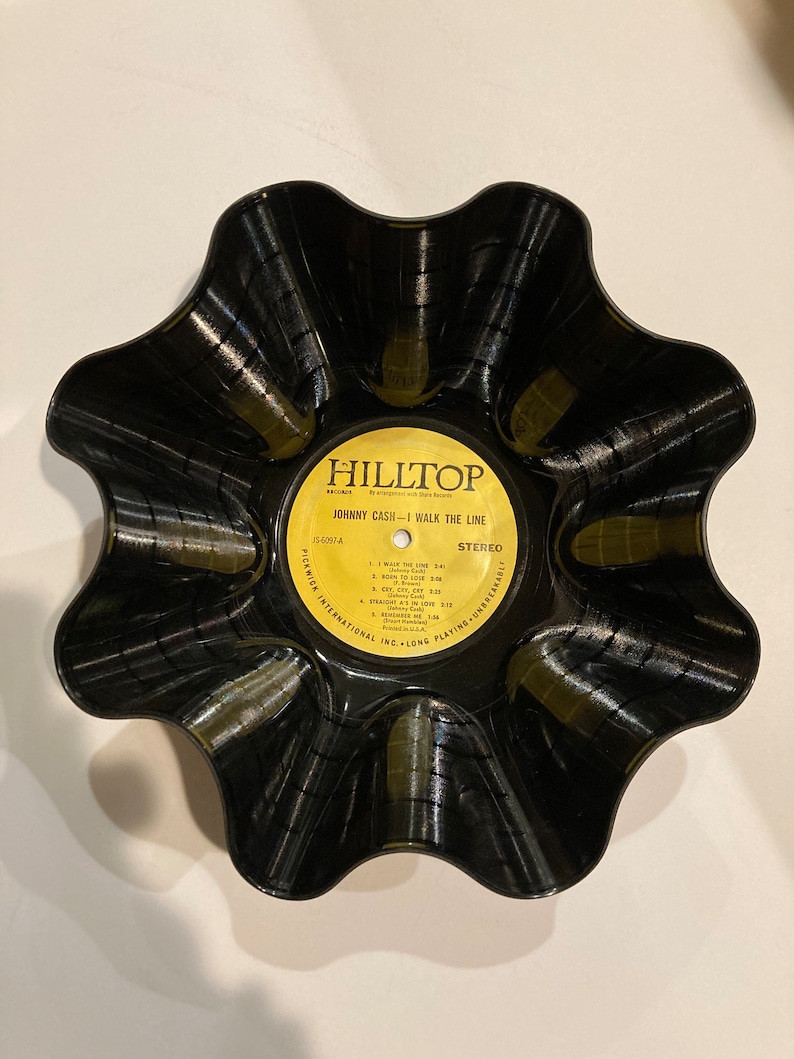 Johnny Cash Vinyl Record Bowl handmade using any one of his original vinyl records image 1