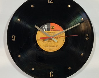 Frank Sinatra 12” Vinyl Record Wall Clock (Trilogy: The Past, Present, and Future) - created using the original Frank Sinatra vinyl record.