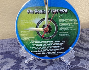 The Beatles CD Desktop Clock (1967 - 1970) - 5" Clock Handmade using the CD - Stand Included