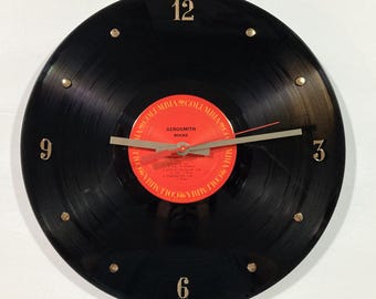 Aerosmith Record Clock (Rocks) - 12" Wall Clock Handmade using the authentic vinyl album