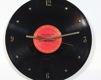 Bruce Springsteen Record Clock (Born To Run) - 12” wall clock created with the actual Bruce Springsteen vinyl record