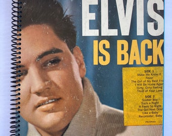Elvis Presley "Elvis Is Back" record album cover notebook / journal created using the authentic cover