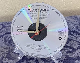 Bruce Springsteen CD Desktop Clock (Born In The USA) - 5" Clock Handmade using the CD - Stand Included