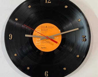 David Bowie Record Clock (David Live) - 12" Wall Clock created using his authentic vinyl album