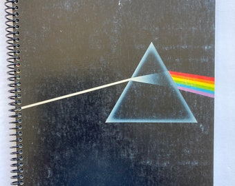 Pink Floyd "The Dark Side of the Moon" record album cover notebook / journal created using the authentic cover. Includes song lyrics!