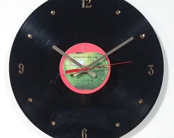 The Beatles Record Clock (Beatles, 1962-1966) - 12” wall clock created with the authentic Beatles vinyl record