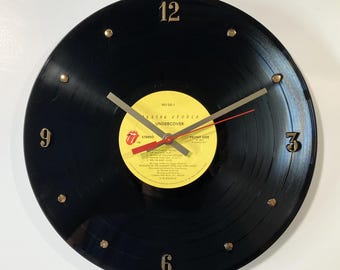 Rolling Stones Record Clock (Undercover) - 12" Wall Clock Handmade using the authentic vinyl record