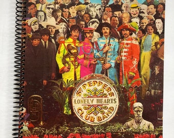 The Beatles "Sgt Pepper's Lonely Hearts Club Band" record album cover notebook / journal created using the authentic cover